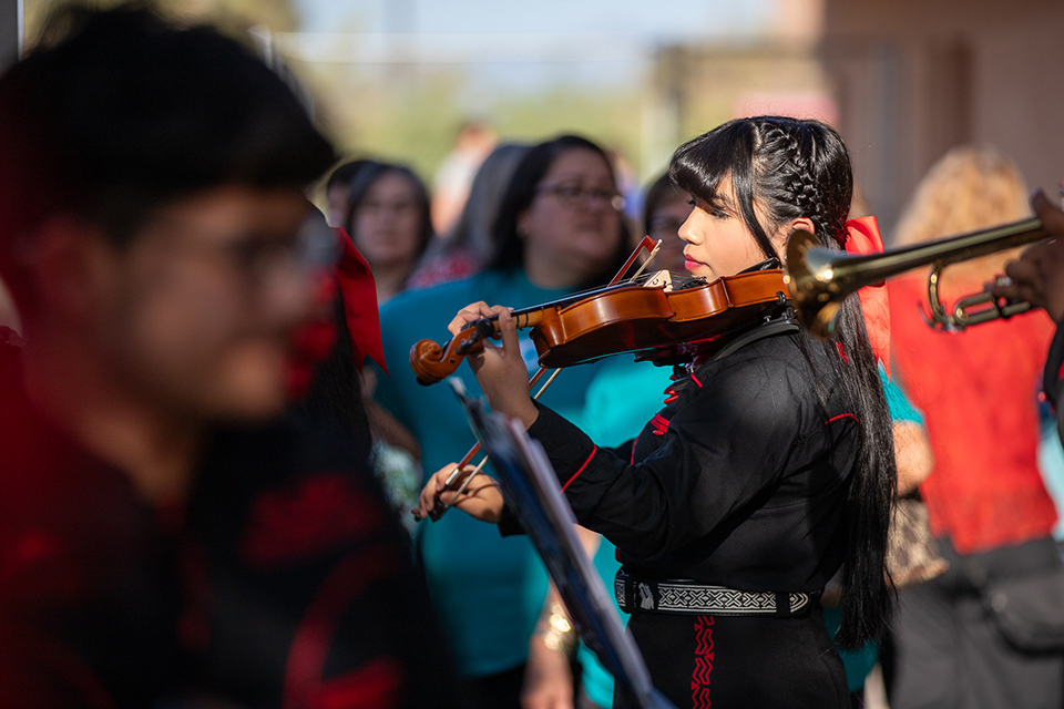 A girl plays violin